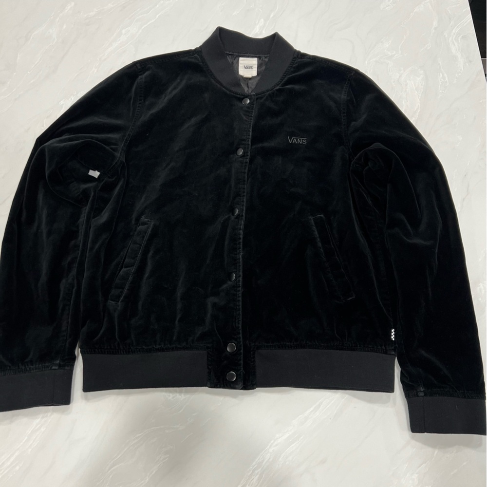 Vans Women’s Velvet Black Goth Bomber Jacket Size M Simple Classic Versatile